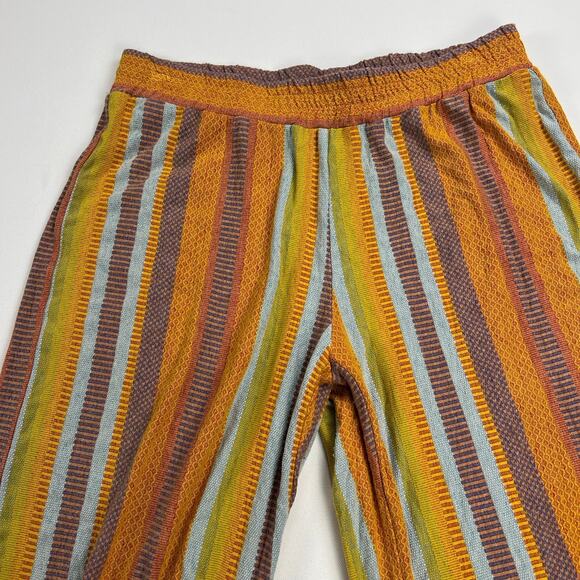 Anthropologie Drew Wide Leg Multi Stripe Pants Boho CA80904 Agave Size S - Picture 2 of 9